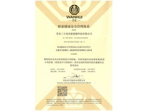 职业健康管理体系认证证书